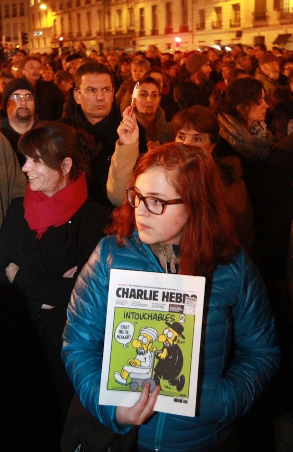 Baionan Charlie Hebdo aldizkariaren alde egindako elgarretaratzea.