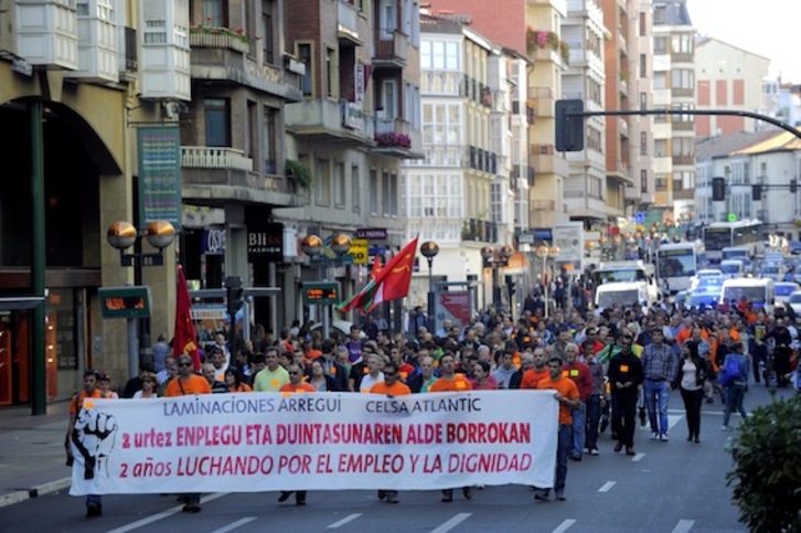 Manifestación de trabajadores de Celsa Atlantic, en una imagen de archivo. (Juanan RUIZ/ARGAZKI PRESS)