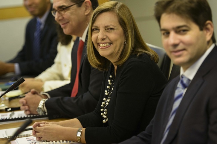 Josefina Vidal, delegada cubana, durante la reunión. (Brendan SMIALOWSKI / AFP)