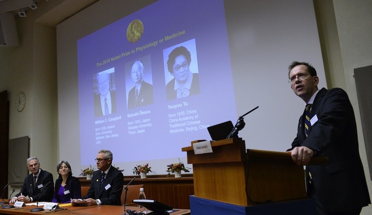 Ceremonia de anuncio del Nobel de Medicina 2015. (Jonathan NACKSTRAND / AFP) 
