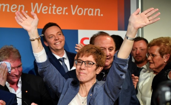 Annegret Kramp-Karrenbauer, líder de la CDU en Sarre. (Arne DEDERT/AFP)