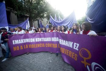 Foto de archivo de una manifestación en sanfermines contra la violencia machista. (Iñigo URIZ/ARGAZKI PRESS)