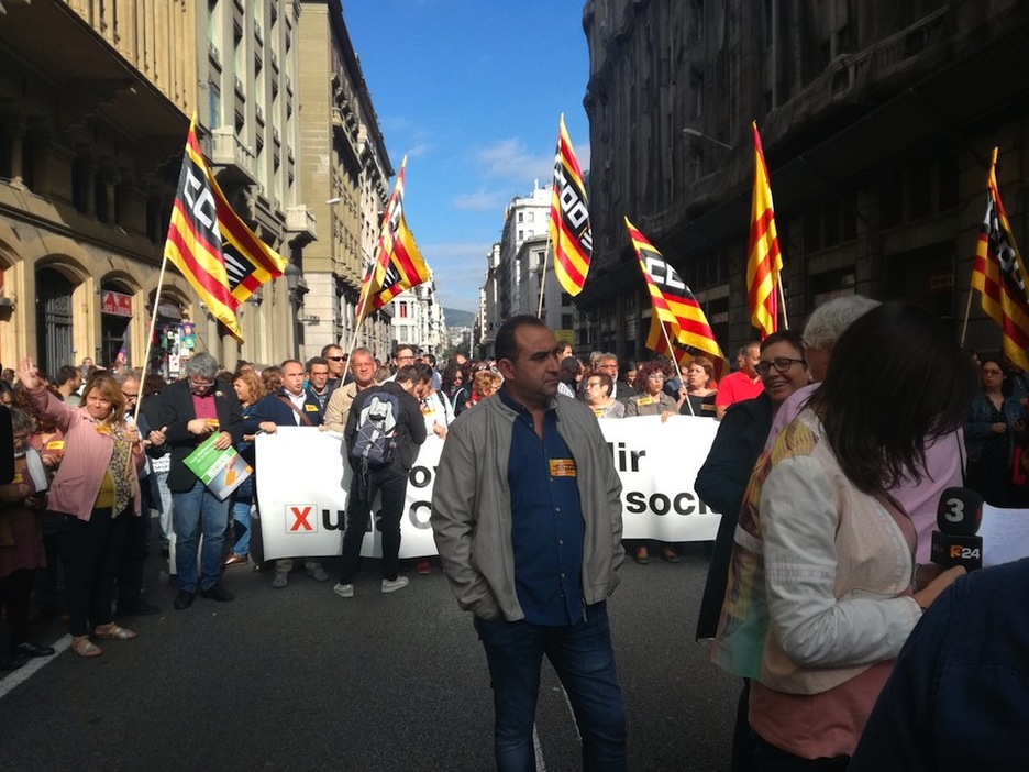 Javier Pacheco, secretario general CCOO en Catalunya, se ha sumado a las protestas. (@Ion_Salgado)
