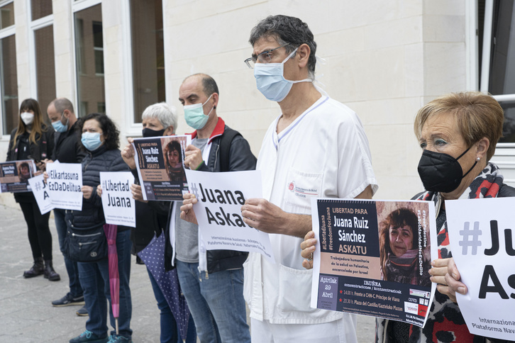 Protesta por la liberación de Juana Ruiz en Iruñea. (Jagoba MANTEROLA/FOKU) 