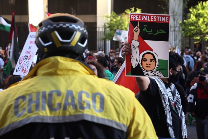 Protesta en apoyo a Gaza en Chicago. (Scott OLSON/AFP)