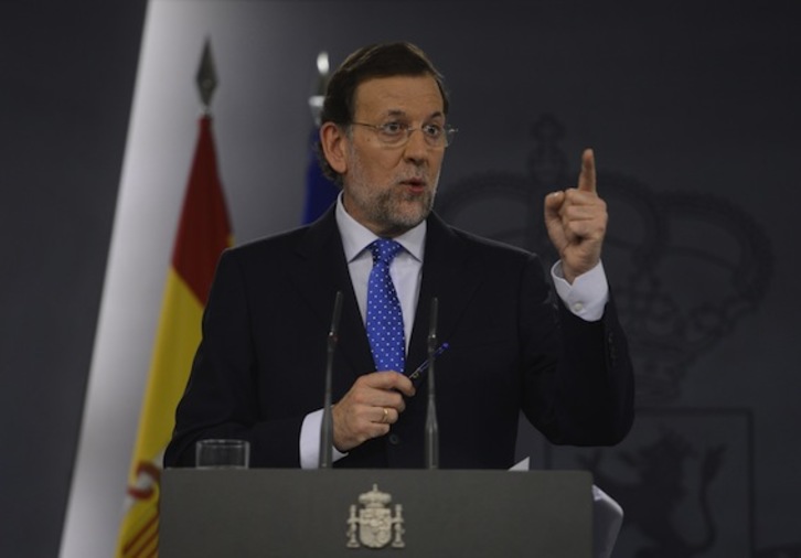 El presidente del Gobierno español, Mariano Rajoy, en su comparecencia tras el Consejo de Ministros. (Pierre-Philippe MARCOU/AFP PHOTO)