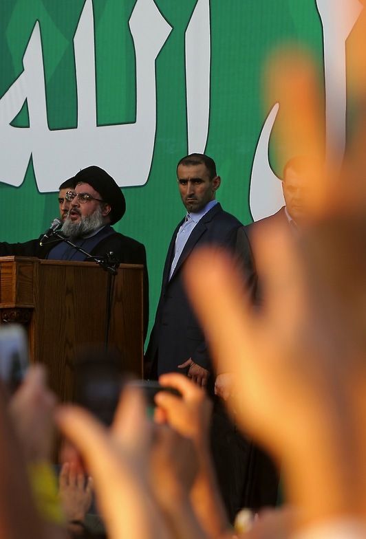 Hasan Nasralá durante su alocución en la manifestación. Joseph EID / ARGAZKI PRESS