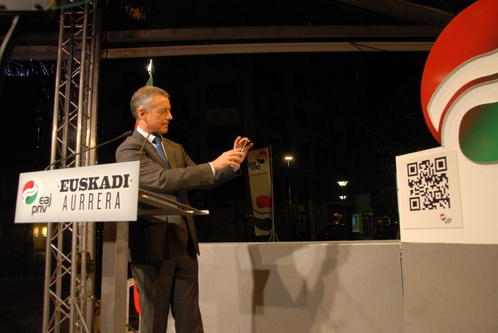 Iñigo Urkullu durante el inicio de campaña del PNV en Donostia. EAJ-PNV