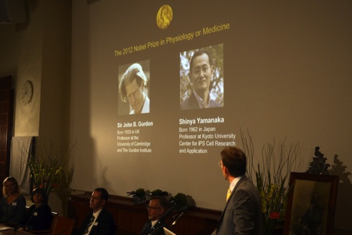 Rueda de prensa en la que se ha anunciado el nombre de los científicos galardonados con el Nobel de Economía. (Jonathan NACKSTRAND/AFP PHOTO)