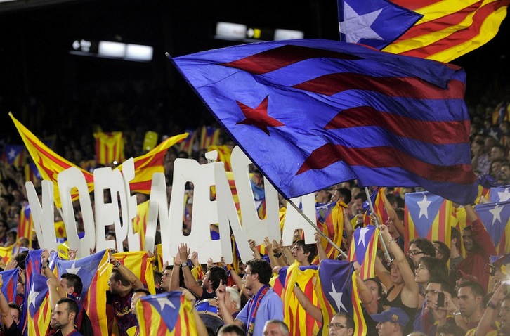 Reivindicación de la independencia durante un partido en el Camp Nou. Josep LAGO / AFP PHOTO