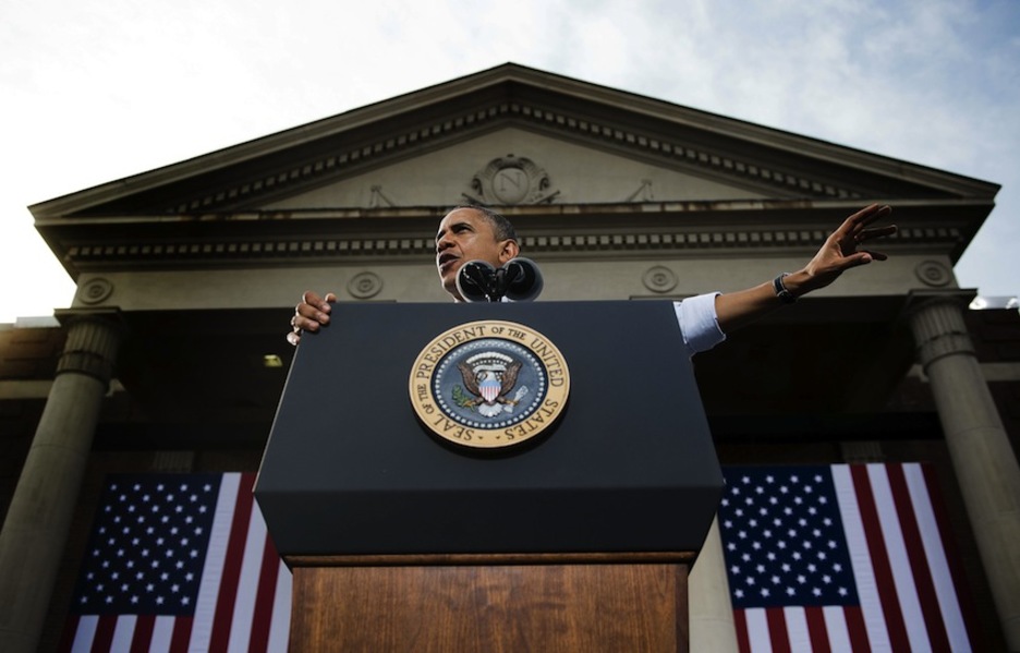 Obama en un miting en Nashua, New Hampshire. (Jim WATSON/AFP PHOTO)