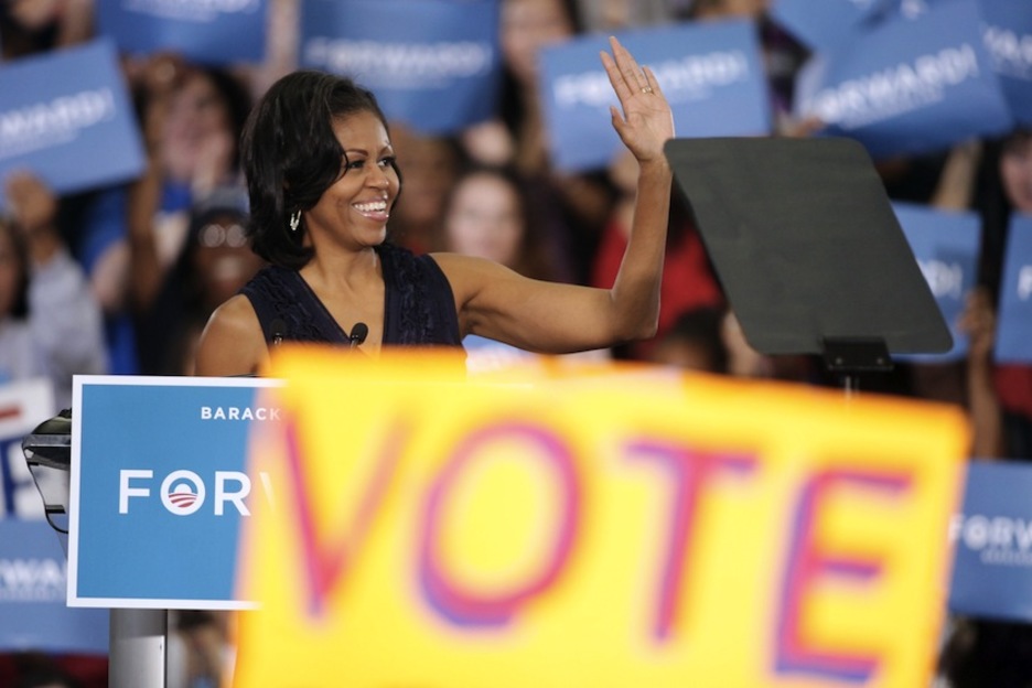 Michelle Obama, parte fundamental de la campaña del candidato demócrata. (John GURZKINSKI/AFP PHOTO)