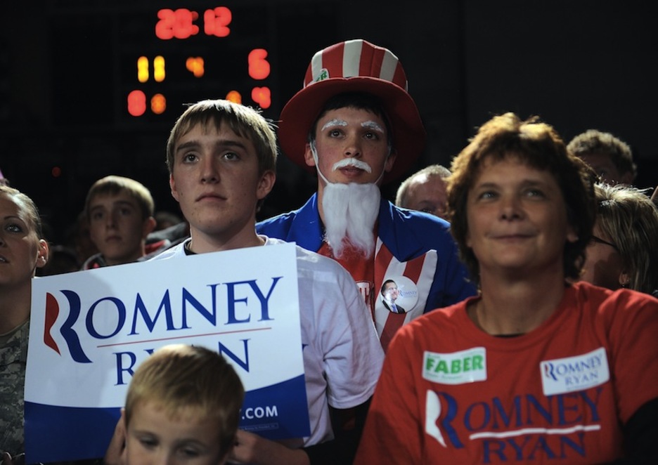 Un joven tío Sam, en campaña con Romney. (Emmanuel DUNAND/AFP PHOTO)