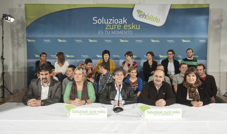 Rueda de prensa ofrecida por EH Bildu tras las elecciones autonómicas. (Jon URBE / ARGAZKI PRESS)