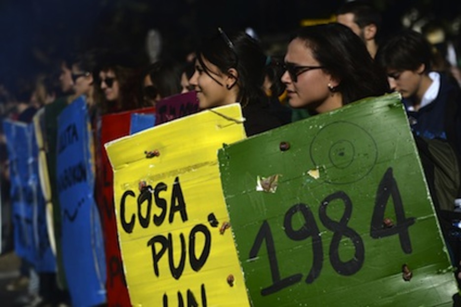 En las movilizaciones de Roma la presencia del sector estudiantil ha sido mayoritaria. (Filippo MONTEFORTE/AFP)
