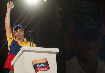 El candidato opositor, Henrique Capriles. (Raul ARBOLEDA/AFP PHOTO)