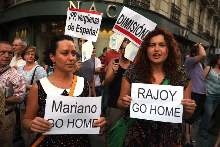 Protesta realizada en Madrid por el escándalo de corrupción en el PP. (Dominique FAGET / AFP)