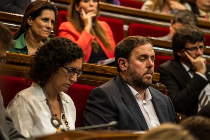 El presidente de ERC, Oriol Junqueras, durante la inauguración del debate de política general en el Parlament. (PARLAMENT)