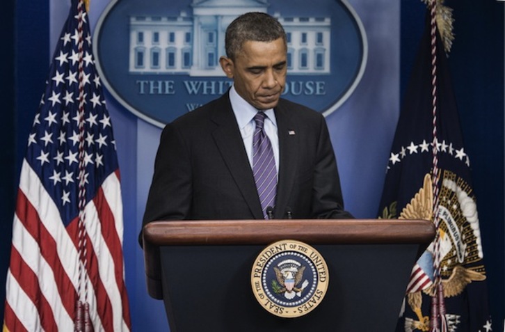 El presidente de EEUU, Barack Obama, durante su discurso sobre Mandela. (Brendan SMIALOWSKI / AFP PHOTO)