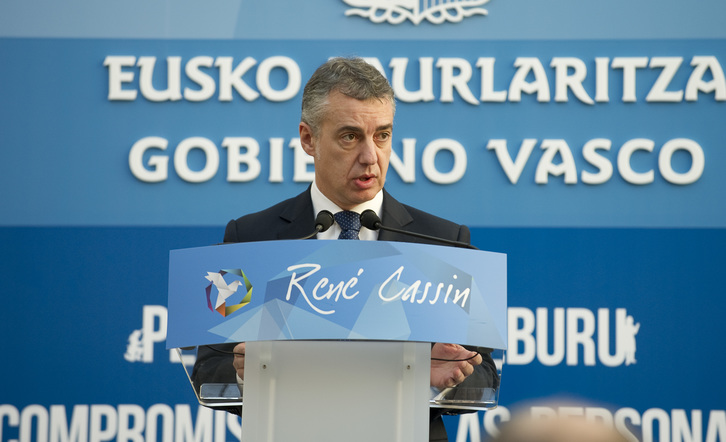 Urkullu en la entrega de premios René Cassin. (Raul BOGAJO / ARGAZKI PRESS)