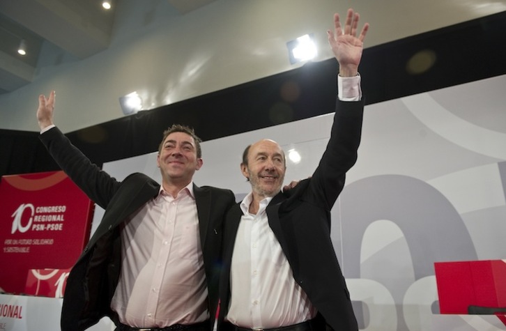 Jiménez y Rubalcaba, durante un acto electoral en 2012. (Jagoba MANTEROLA / ARGAZKI PRESS)