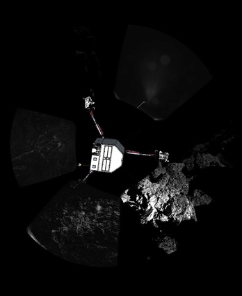 Philae desciende hacia el cometa 67P, el miércoles pasado. (ESA/AFP)