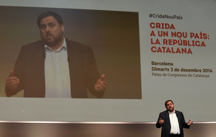 Oriol Junqueras, en la presentación de su hoja de ruta. (Lluis GENE/AFP) 