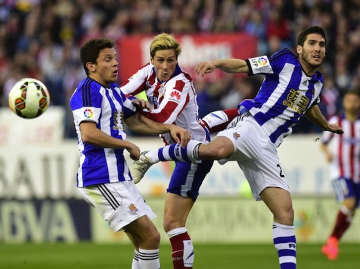 Un lance del encuentro disputado en el Vicente Calderón. (Pierre-PHILIPPE MARCOU/AFP PHOTO)