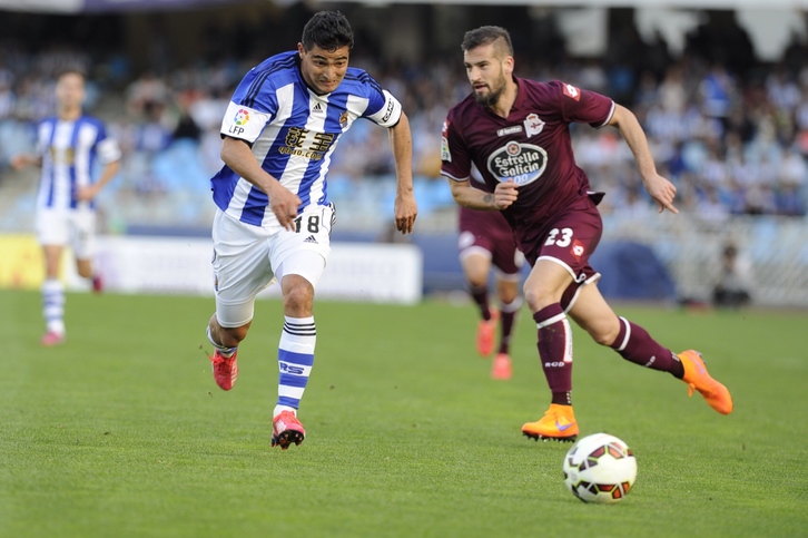 Chory Castro ha marcado un golazo. (Jon URBE / ARGAZKI PRESS)