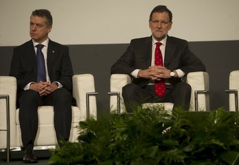 Urkullu y Rajoy, en la inauguración de las obras del Centro Memorial de Víctimas. (Raul BOGAJO / ARGAZKI PRESS)