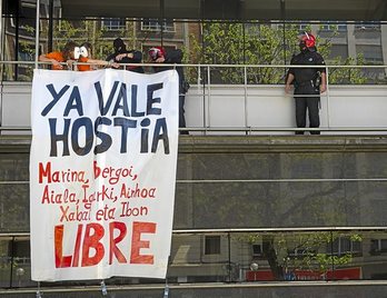 Protesta por la última sentencia de la Audiencia Nacional contra siete jóvenes. (Raúl BOGAJO / ARGAZKI PRESS)