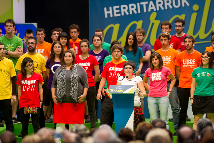 La juventud ha tenido un protagonismo especial en el acto de Iruñea. (ARGAZKI PRESS)