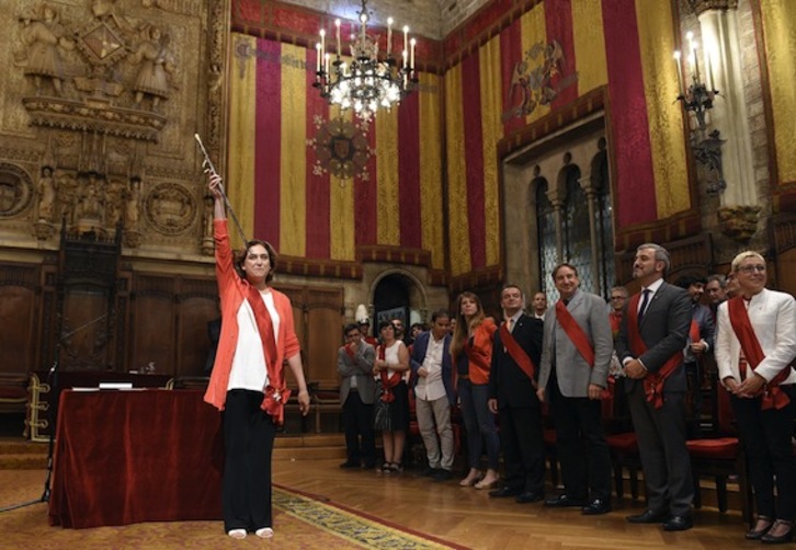 Ada Colau, tras su nombramiento. (Lluis GENÉ/AFP PHOTO)