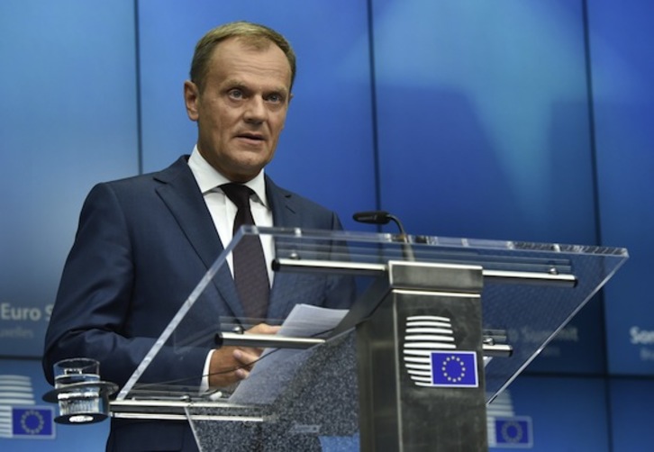 El presidente del Consejo Europeo, Donald Tusk, ayer. (John THYS/AFP PHOTO)