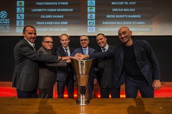 Félix Fernández, directo deportivo de Laboral Kutxa, en el sorteo de hoy. (@Euroleague)