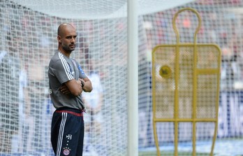 Pep Guardiola, en un entrenamiento el 11 de julio en Munich. (Christof STACHE(AFP)