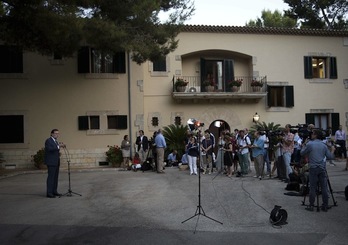 Mariano Rajoy, en su comparecencia en Mallorca. (Jaime REINA / AFP)