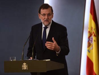 Rajoy, durante su comparecencia en La Moncloa. (Pierre-Philippe MARCOU/AFP) 