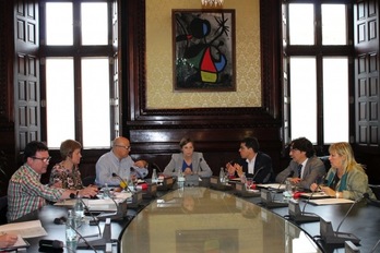 Imagen de la primera reunión de la Mesa del Parlament celebrada ayer. (PARLAMENT)