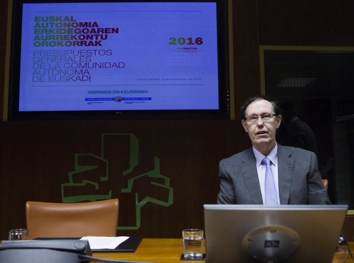 Ricardo Gatzagaetxebarria, en la comparecencia de hoy en el Parlamento de Gasteiz. (legebiltzarra.eus)