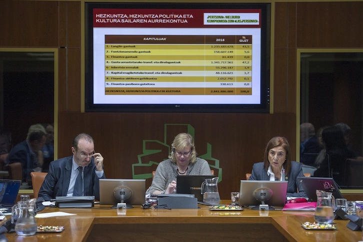 La consejera Cristina Uriarte ha detallado hoy los presupuestos de su departamento. (Juanan RUIZ/ARGAZKI PRESS)