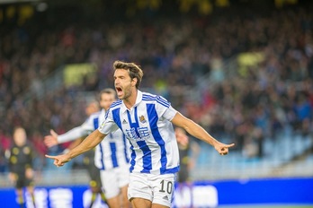 Xabi Prieto ha marcado el segundo gol de la Real. (Gorka RUBIO/ARGAZKI PRESS)