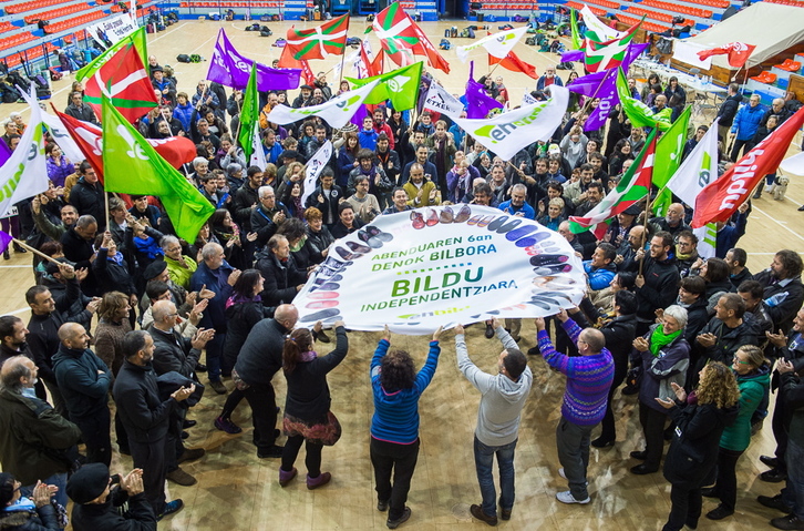 Cargos de EH Bildu que participan en el ayuno de Bilbo. (ARGAZKI PRESS)