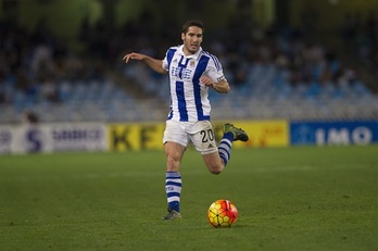 Joseba Zaldua, durante un partido de la Real. (Juan Carlos RUIZ/ARGAZKI PRESS)