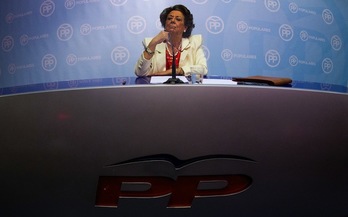 Rita Barberá ha comparecido en la sede del PP en Valencia. (José JORDÁN / AFP)