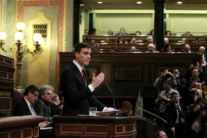 Pedro Sánchez, durante una de sus intervenciones. (J. DANAE / ARGAZKI PRESS)