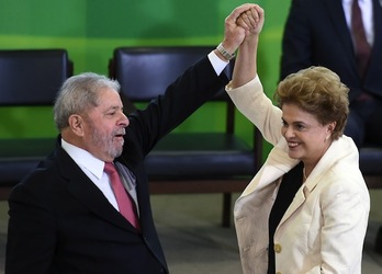 Lula da Silva y Dilma Rousseff, durante el acto de toma de posesión del expresidente. (Evaristo SA/AFP)