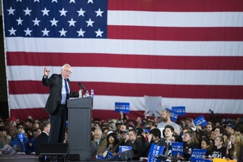 Bernie Sanders, durante un mitin en Madison, Wisconsin. (Scott OLSON/AFP)