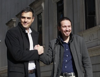 Iglesias y Sánchez, antes de la reunión. (J. DANAE/ARGAZKI PRESS)