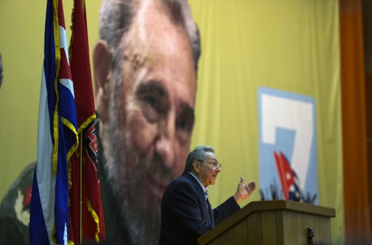 Intervención de Raúl Castro ante el VII Congreso del PCC. (Ismael FRANCISCO/AFP)
